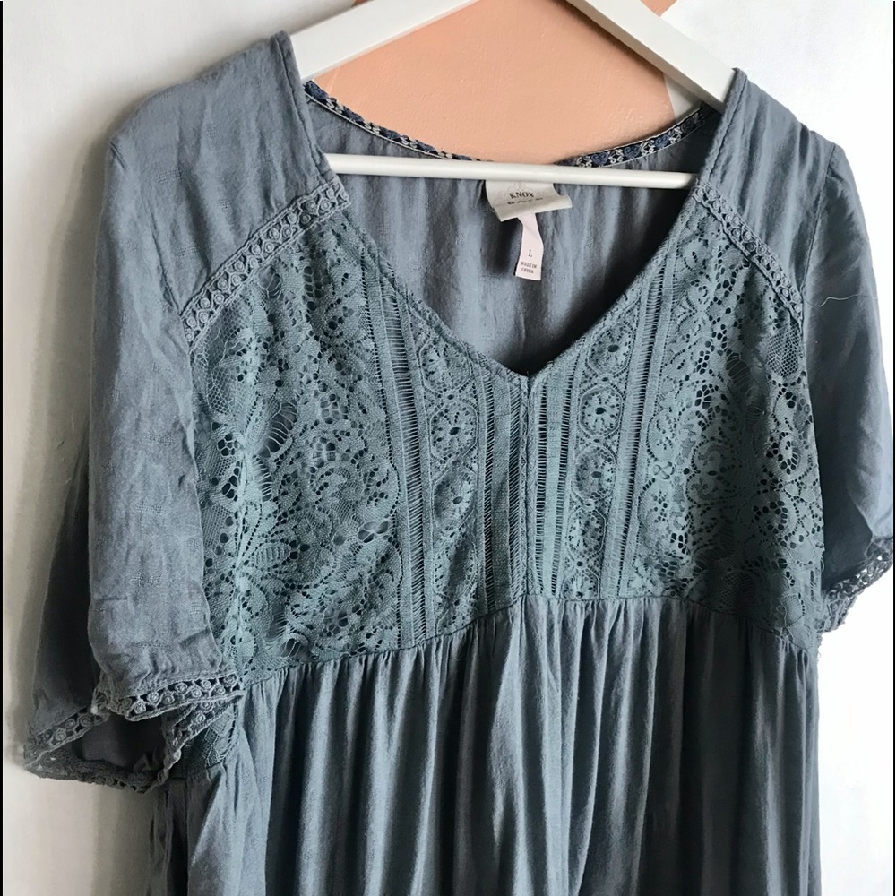 Dusty Blue Knox Rose Large Peplum Top